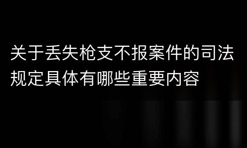 关于丢失枪支不报案件的司法规定具体有哪些重要内容