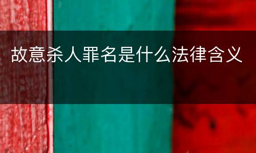 故意杀人罪名是什么法律含义