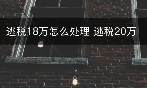 逃税18万怎么处理 逃税20万