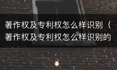 著作权及专利权怎么样识别（著作权及专利权怎么样识别的）