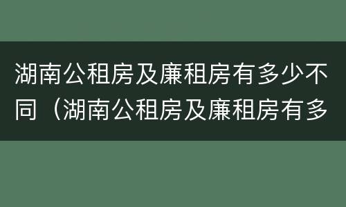 湖南公租房及廉租房有多少不同（湖南公租房及廉租房有多少不同区域）