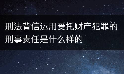 刑法背信运用受托财产犯罪的刑事责任是什么样的