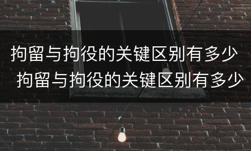 拘留与拘役的关键区别有多少 拘留与拘役的关键区别有多少种