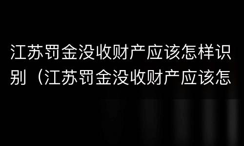 江苏罚金没收财产应该怎样识别（江苏罚金没收财产应该怎样识别案件）