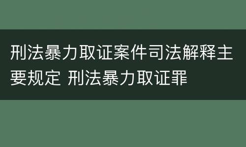 刑法暴力取证案件司法解释主要规定 刑法暴力取证罪