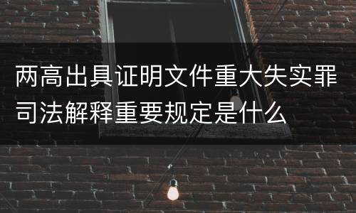 两高出具证明文件重大失实罪司法解释重要规定是什么