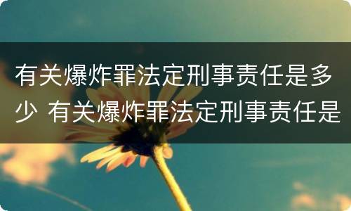 有关爆炸罪法定刑事责任是多少 有关爆炸罪法定刑事责任是多少条