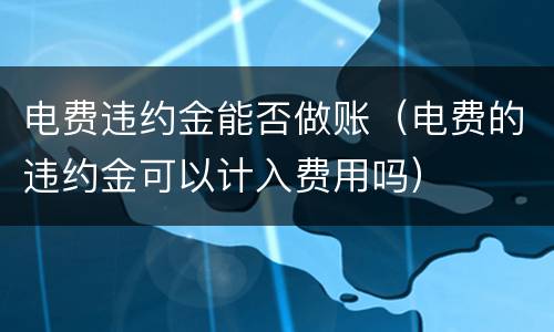 电费违约金能否做账（电费的违约金可以计入费用吗）