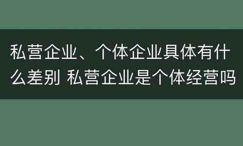 私营企业、个体企业具体有什么差别 私营企业是个体经营吗