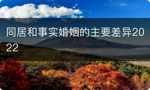 同居和事实婚姻的主要差异2022