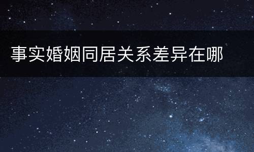 事实婚姻同居关系差异在哪