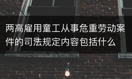两高雇用童工从事危重劳动案件的司法规定内容包括什么