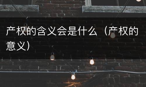 产权的含义会是什么（产权的意义）