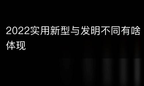 2022实用新型与发明不同有啥体现