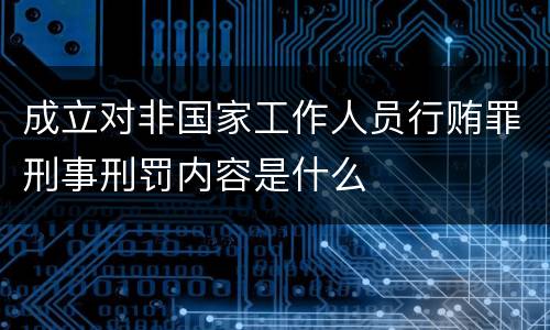 成立对非国家工作人员行贿罪刑事刑罚内容是什么