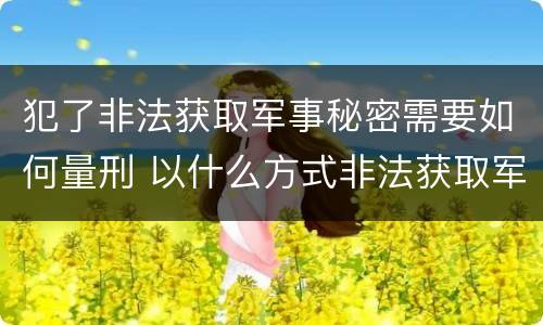 犯了非法获取军事秘密需要如何量刑 以什么方式非法获取军事秘密的构成非法获取军事秘密罪