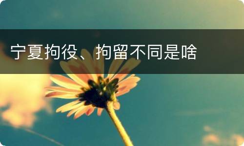 宁夏拘役、拘留不同是啥