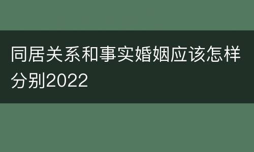 同居关系和事实婚姻应该怎样分别2022