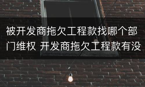 被开发商拖欠工程款找哪个部门维权 开发商拖欠工程款有没有新政策