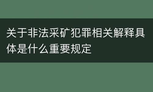 关于非法采矿犯罪相关解释具体是什么重要规定