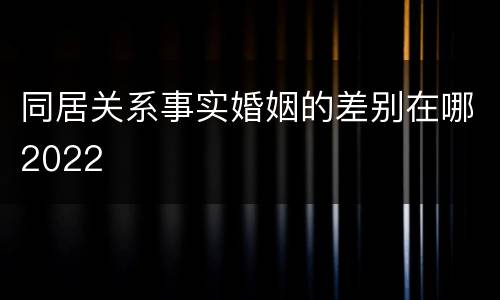 同居关系事实婚姻的差别在哪2022