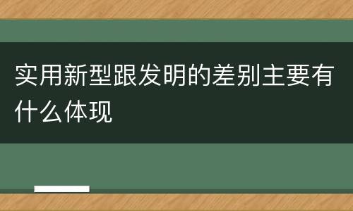 实用新型跟发明的差别主要有什么体现