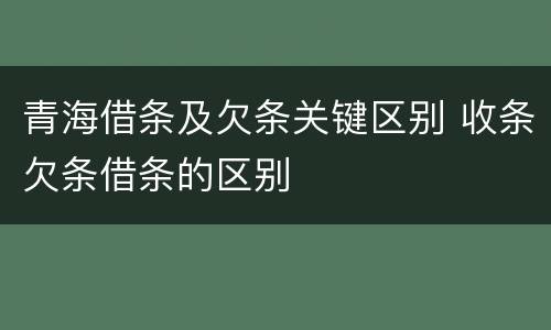 青海借条及欠条关键区别 收条欠条借条的区别