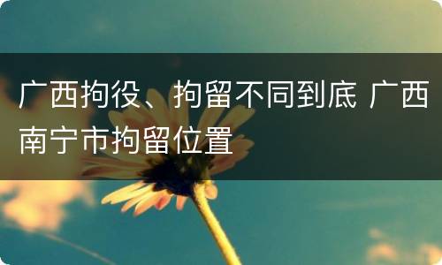 广西拘役、拘留不同到底 广西南宁市拘留位置