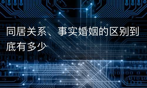 同居关系、事实婚姻的区别到底有多少