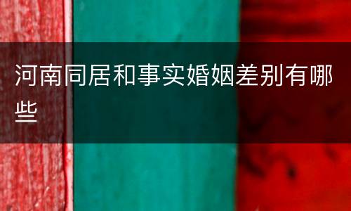 河南同居和事实婚姻差别有哪些