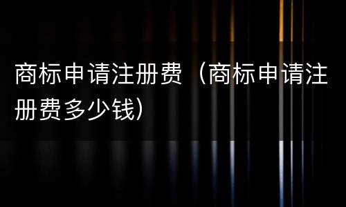 商标申请注册费（商标申请注册费多少钱）