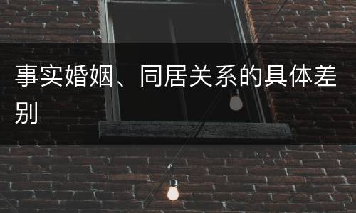 事实婚姻、同居关系的具体差别
