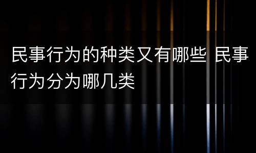 民事行为的种类又有哪些 民事行为分为哪几类