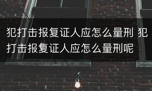 犯打击报复证人应怎么量刑 犯打击报复证人应怎么量刑呢