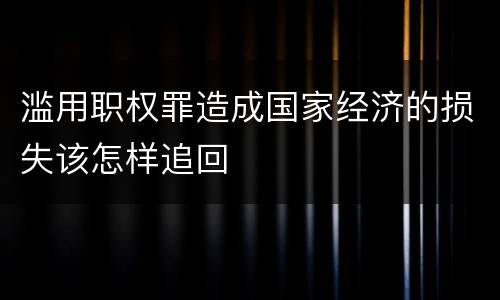 滥用职权罪造成国家经济的损失该怎样追回