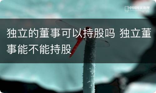 独立的董事可以持股吗 独立董事能不能持股