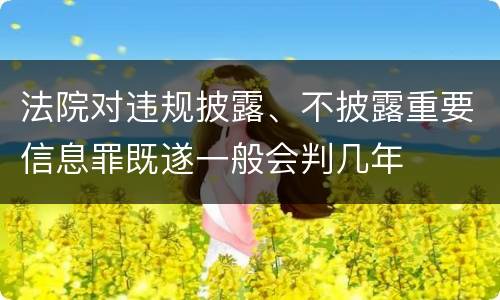法院对违规披露、不披露重要信息罪既遂一般会判几年