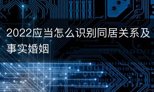 2022应当怎么识别同居关系及事实婚姻
