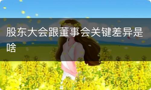 股东大会跟董事会关键差异是啥