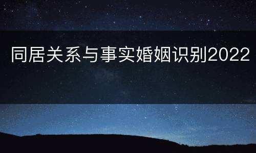 同居关系与事实婚姻识别2022