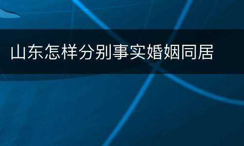 山东怎样分别事实婚姻同居