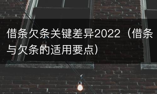 借条欠条关键差异2022（借条与欠条的适用要点）