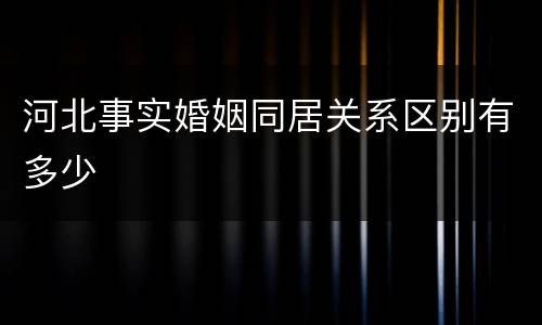 河北事实婚姻同居关系区别有多少