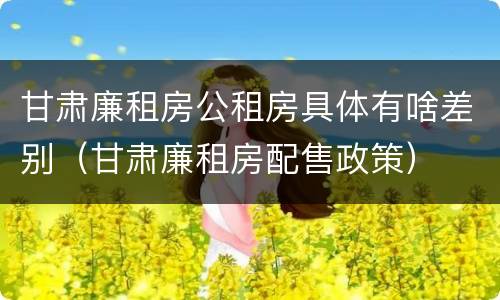 甘肃廉租房公租房具体有啥差别（甘肃廉租房配售政策）