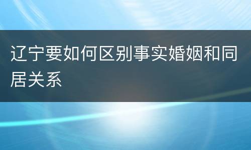 辽宁要如何区别事实婚姻和同居关系