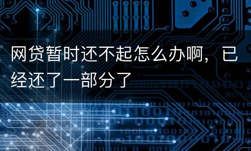 网贷暂时还不起怎么办啊，已经还了一部分了