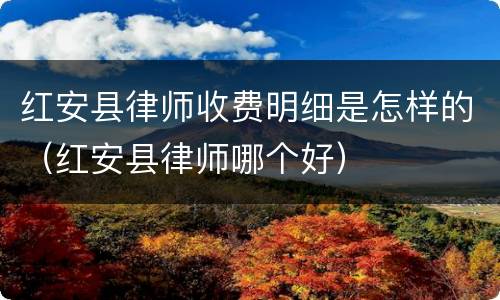红安县律师收费明细是怎样的（红安县律师哪个好）