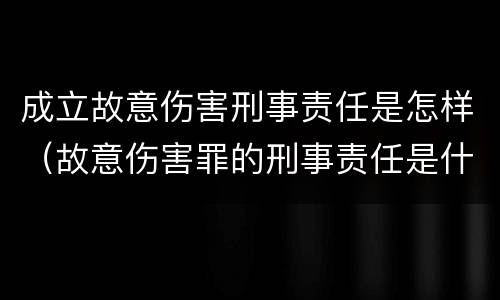 成立故意伤害刑事责任是怎样（故意伤害罪的刑事责任是什么）