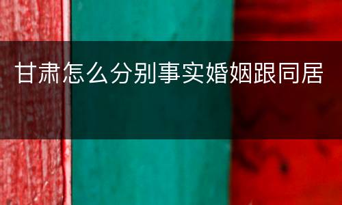 甘肃怎么分别事实婚姻跟同居