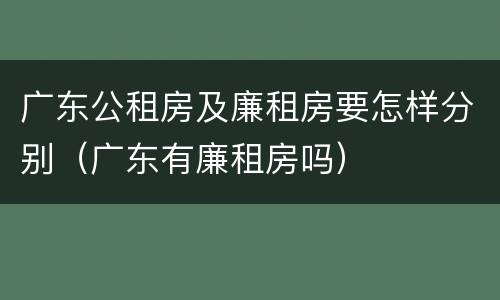 广东公租房及廉租房要怎样分别（广东有廉租房吗）